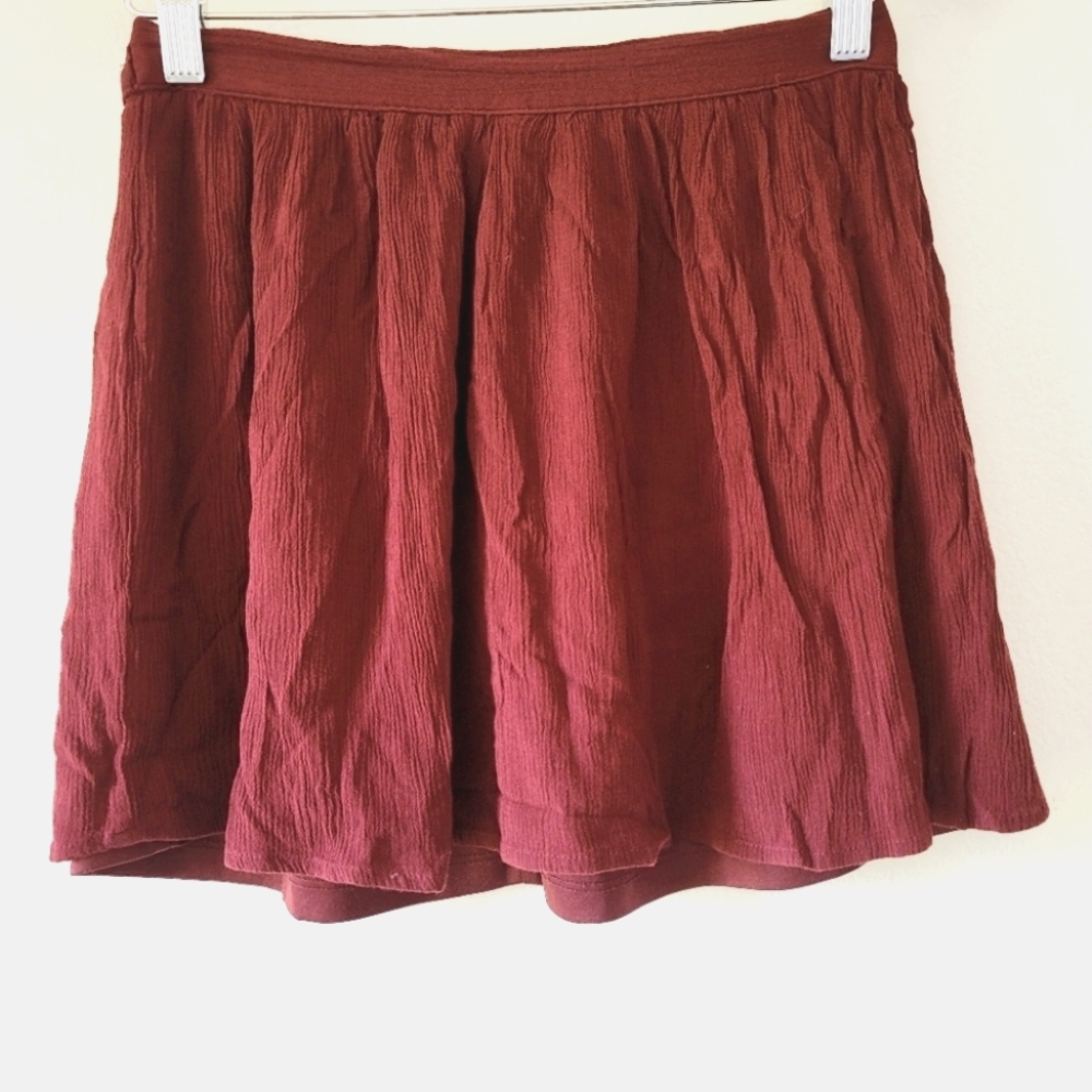 Forever 21 Mini Skirt Maroon Pleated Small S Pleated